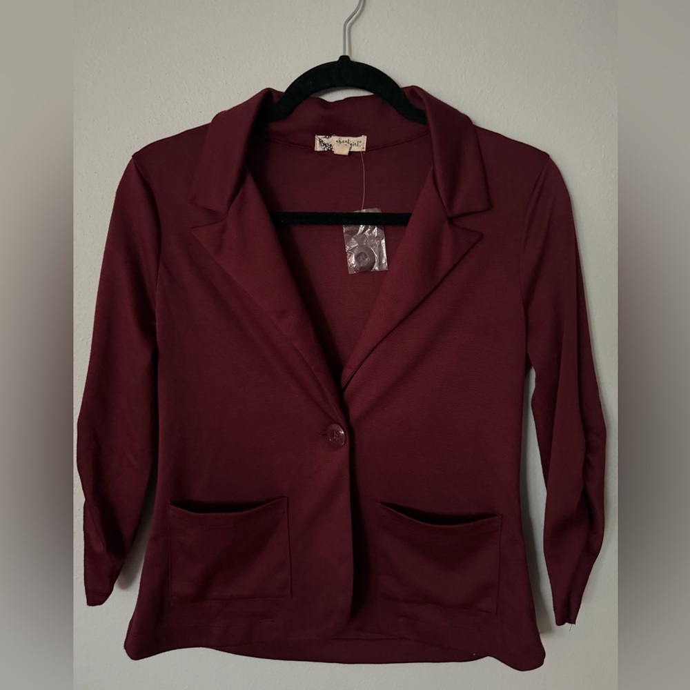 About A Girl Burgundy Blazer